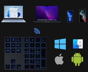 RGB Backlit <strong>Numeric</strong> Keypad Wireless BT for MacBook iPad 34 Keys Rechargeable Digital Number <strong>Keyboard</strong> for Accounting - Product Image 5