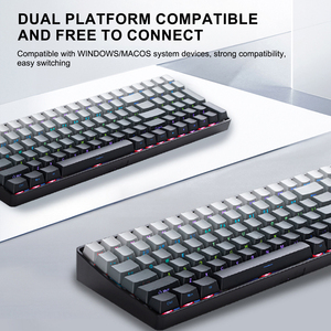 Gradient màu xám đen 100 phím RGB dạ quang có dây 2.4G BT Bàn Phím Cơ Ba chế độ bàn phím cơ có thể tráo đổi nóng - Product Image 3