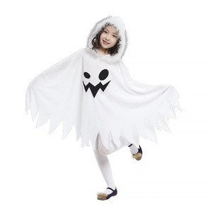 万圣节儿童cosplay幽灵舞台角色表演穿着白色幽灵服装的精灵服装