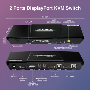 TESmart DP Kvms <strong>Switch</strong> <strong>2</strong> in <strong>1</strong> Out Displayport USB <strong>2</strong>.0 Hub 4K60Hz <strong>2</strong> Port DP <strong>KVM</strong> <strong>Switch</strong>