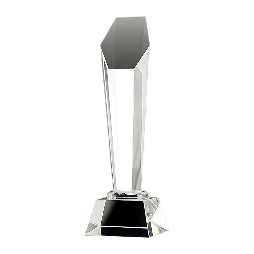 Trophée moderne hexagonal en cristal avec logo personnalisé en gros