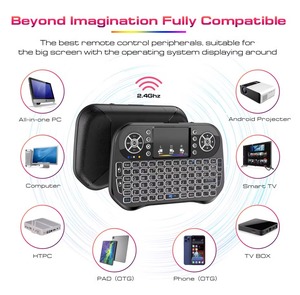Teclado inalámbrico para juegos 2,4G + BT retroiluminado Air Mouse Touchpad Control remoto ABS plástico impermeable Material fijo Android TV Box - Product Image 3