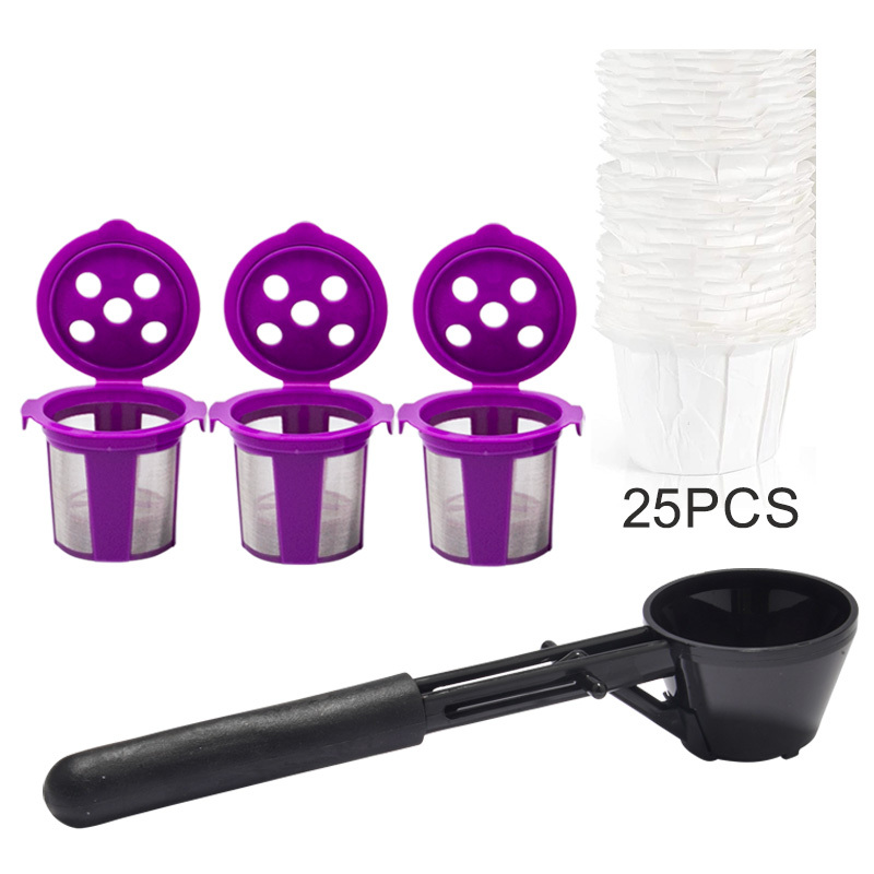 Paquete de 3 morados +1 cuchara +25 filtros de papel