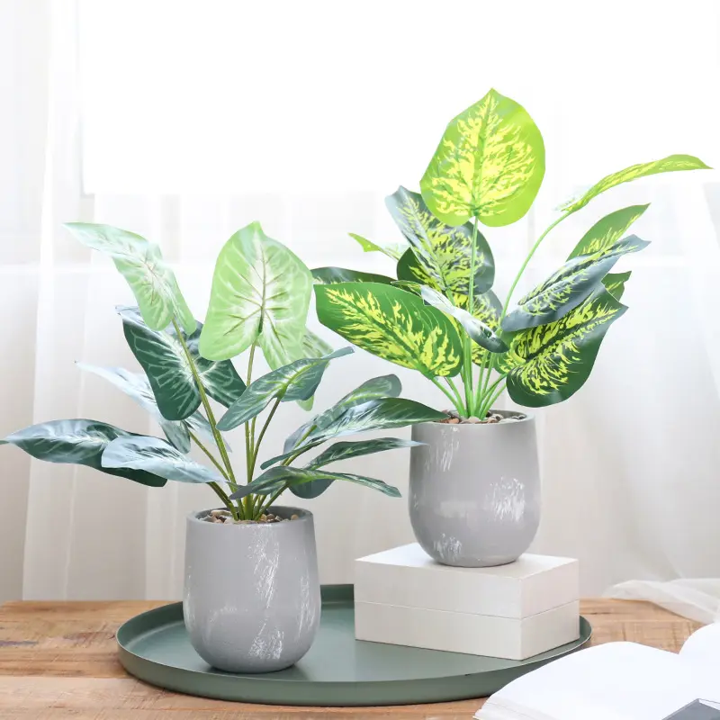 Decoración de plantas en macetas de estilo nórdico, simulación de bonsái de scindapsus aureus, imitación de hoja de Monstera, mesa de flores falsas