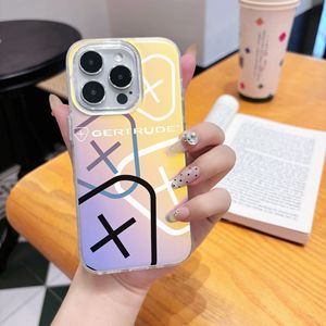 时尚彩色渐变设计师手机外壳，适用于iPhone 7 8 Plus Xs Xr 11 12 13 14 15 16 Pro Max Coque Gertrude