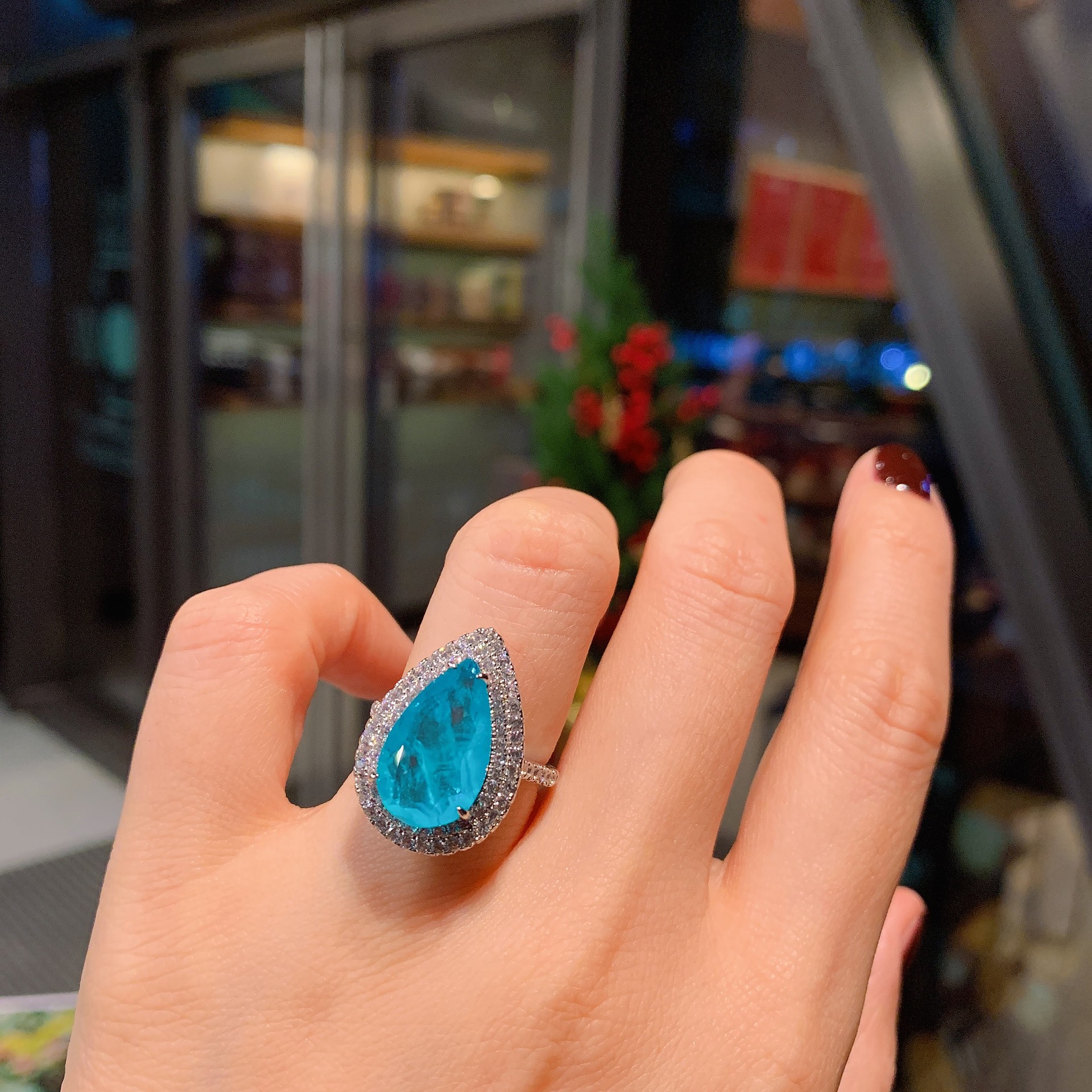 bague bleue Paran de taille réglable