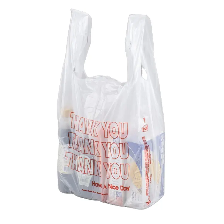 Tas belanja pasar kaus HDPE/LDPE tas rompi dengan cetakan Gravure kemasan plastik tahan lama