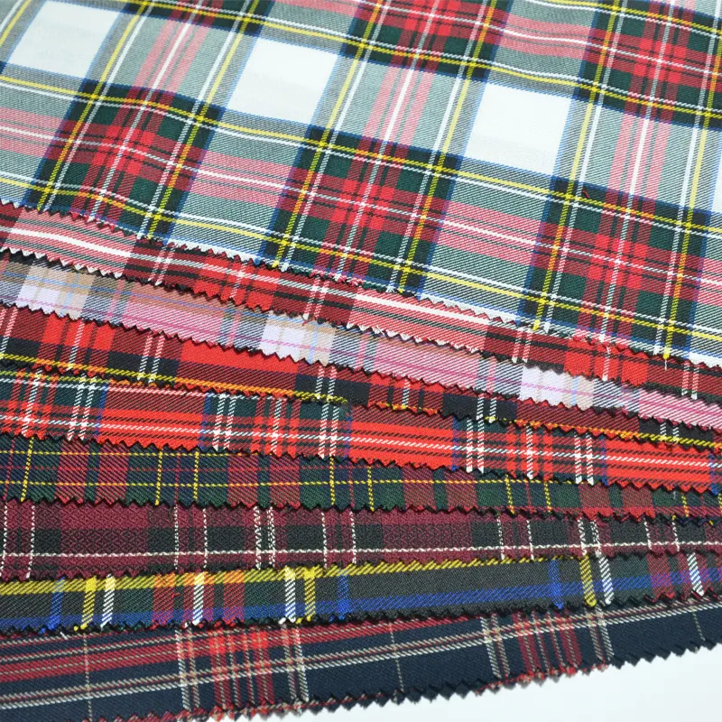 Sunplstex fio tecido personalizado, dyed 65 t 35 r tr trabalho escola uniforme verificar tecido