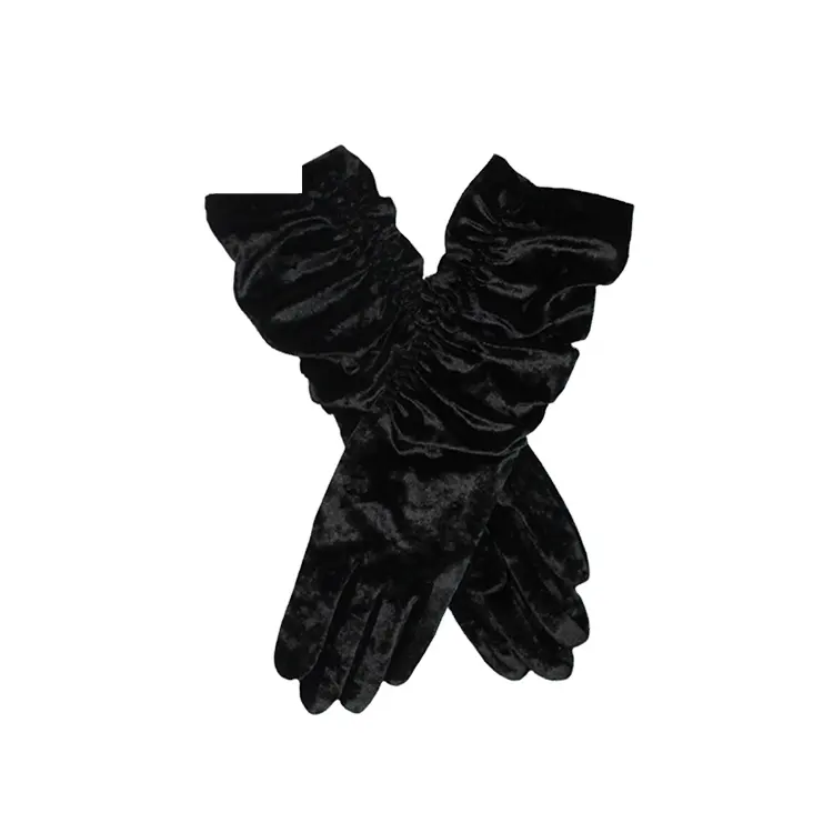 Lungo Nero Delle Signore di Velluto Schiacciato Stretch Glove