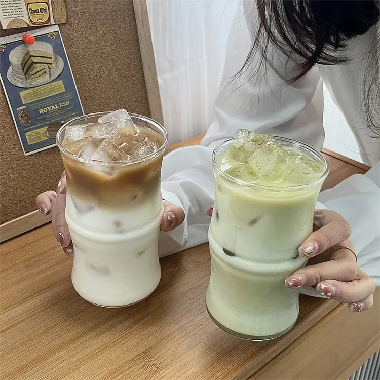 Harmony Creative Bamboo Ice American Latte Coffee Restaurant Resistente a altas temperaturas Cute Bamboo Joint Glass Cup