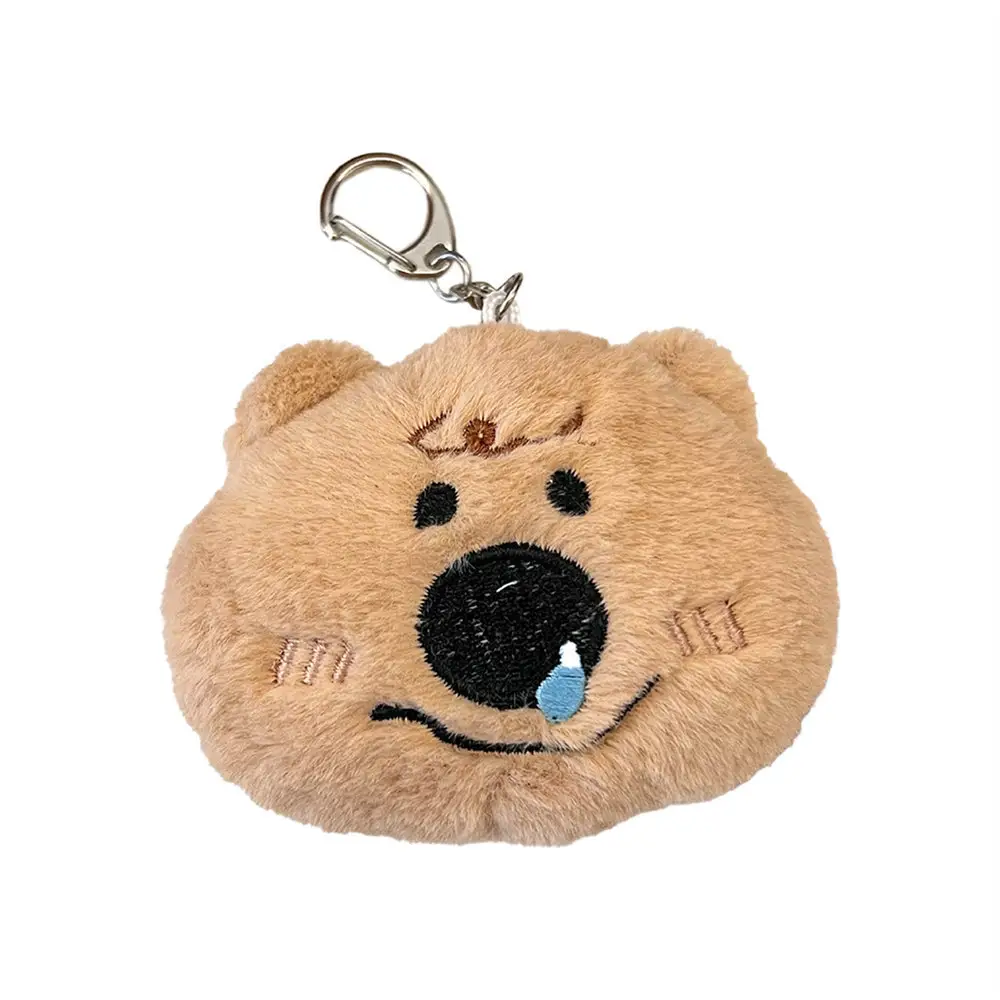 LLavero Fob de coche con cabeza de oso de peluche, relleno de algodón PP suave, hebilla en forma de D, mochila DIY, bolsa de decoración, colgante, regalo promocional, llavero