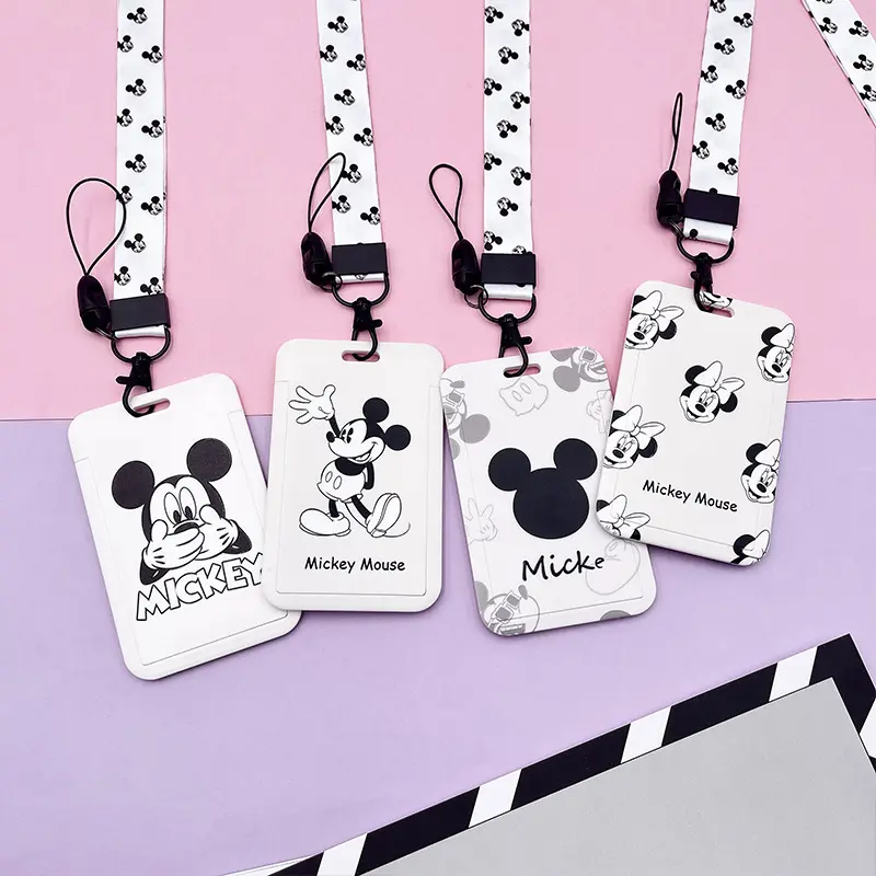 Joli dessin animé Mickey Minnie lanières porte-carte cadeau promotionnel Badge d'identification en plastique porte-cartes étudiant Anti-perte lanière personnalisée