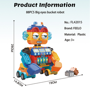 FEELO FL42015 Yeni Büyük Gözlü Robot Oyuncak Büyük Yapı Taşı Seti Çocuklar İçin DIY Oyuncak Robot 88 Parça Büyük Parçacıklı Yapı Taşı Erkek Çocuk Hediyesi - Product Image 6