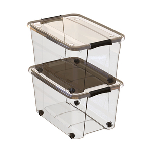 大型透明多目的ppプラスチック製収納ボックスビン蓋付き大型収納容器衣類用 - Product Image 3