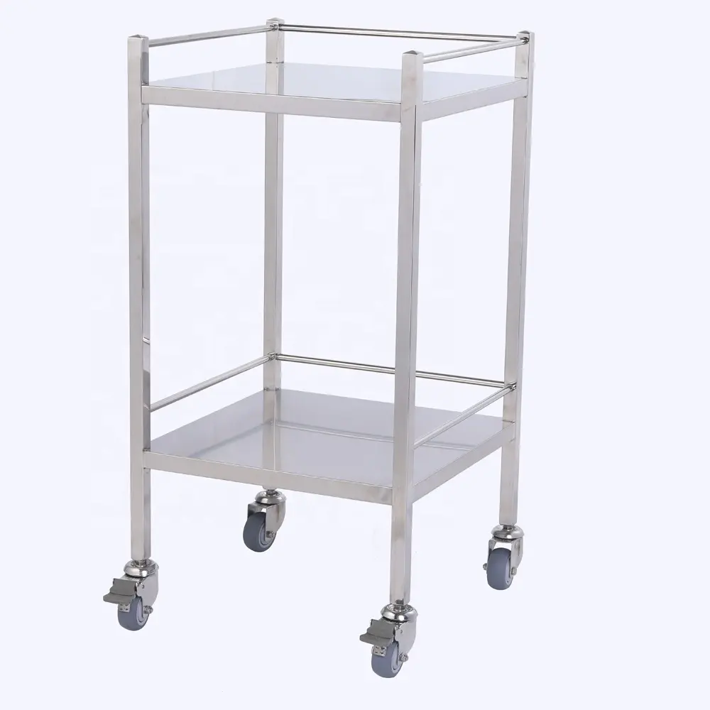 Stainless Steel Carts 2 Shelves Surgical Trolleys Medical Utility Carts Treatment Cart Hospital Trolley for Patient