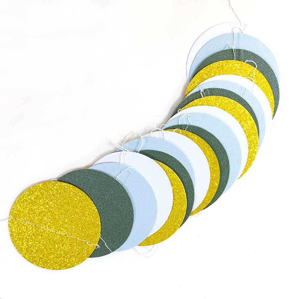 Gold + dark green + light blue + white sewing circle (2 meters)