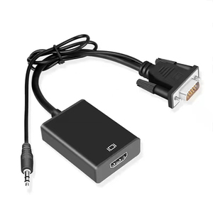 Adaptador convertidor de cable 1080P USB con cable de alimentación de audio Chaqueta de PVC Entrada VGA para salida para HDTV y proyectores domésticos