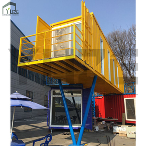 Contenedor amarillo negro de dos pisos, espacio de oficina con fachada de vidrio, aire acondicionado y estructura modular - Product Image 5
