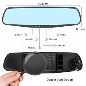24 שעות נהיגה מקליט hd 1080p המראה מכונית מקפץ מצלמת וידאו עדשה כפולה מצלמת וידאו מקליט המכונית dvr