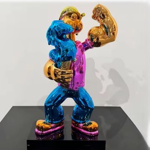 Sıcak satış galvanik fiberglas Popeye heykel karikatür oyunu şekil sanat krom reçine Holding ye Holding dolar dondurma heykeli