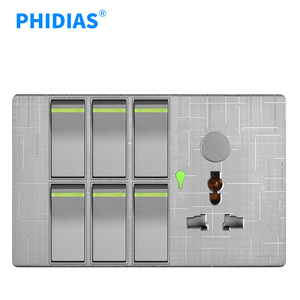 Vendita calda pulsante home wall 6 gang interruttore a parete interruttore di controllo della luce con presa a muro multifunzione elettrica al neon - Product Image 1