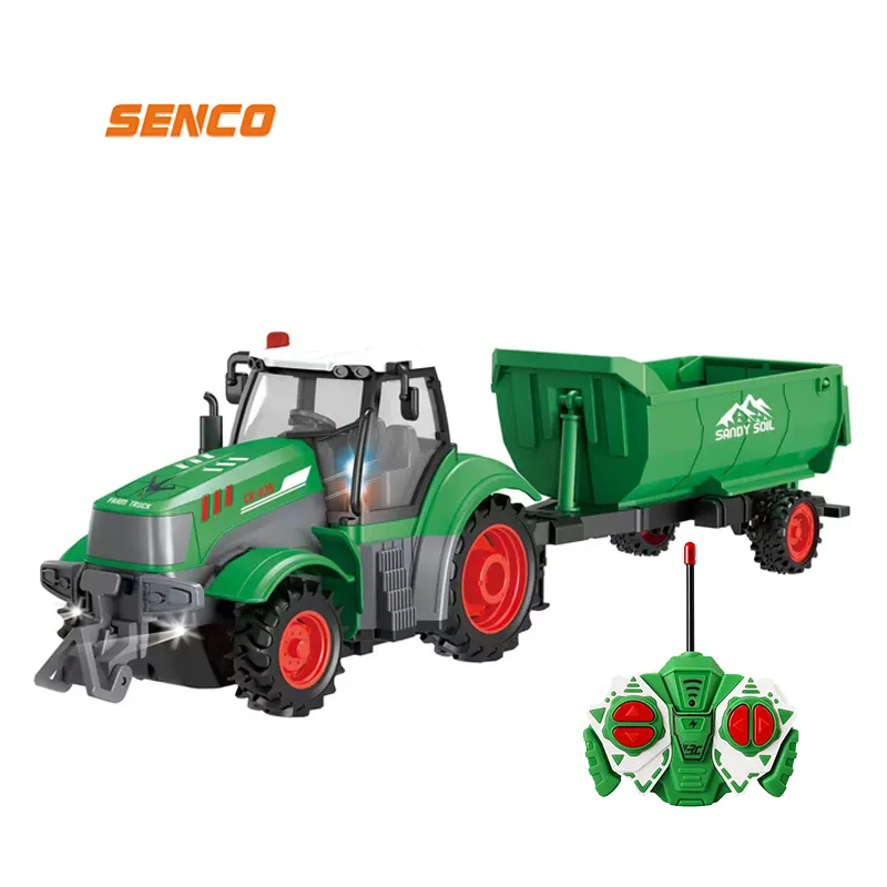 Senco natal rc carro trator de controle remoto, de plástico, agricultor, modelo feno, brinquedo, reboque, fazenda, brinquedo, controle remoto, trator de brinquedo