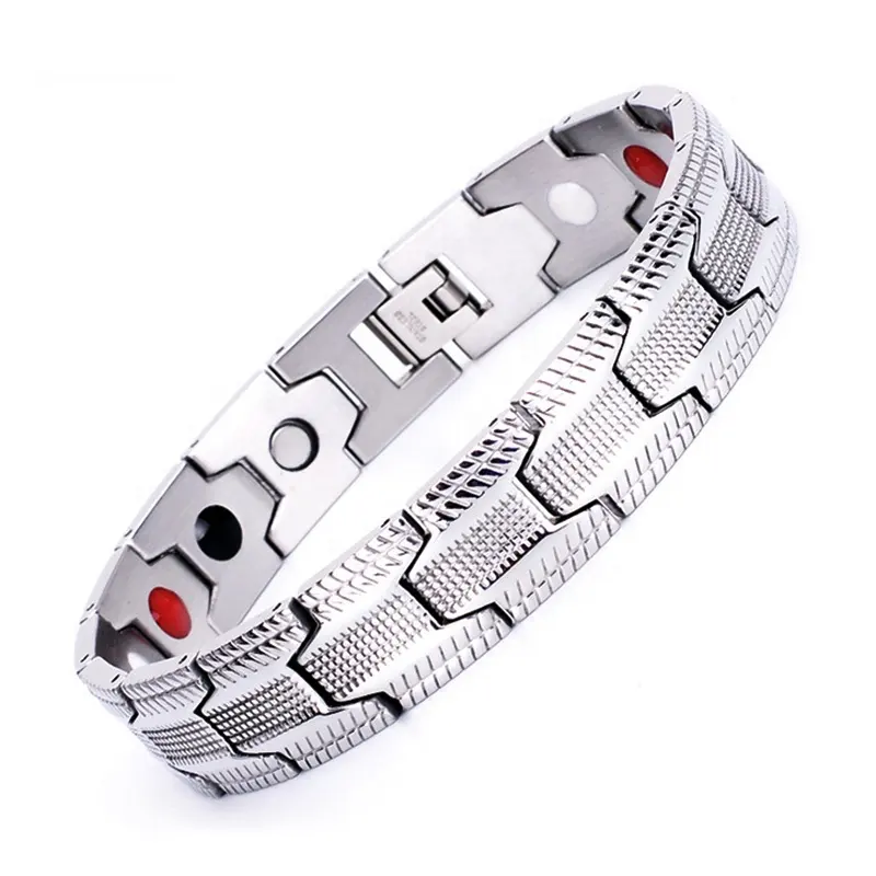 Pulsera magnética de acero inoxidable para hombre, brazalete magnético de energía médica para la salud, chapado en oro negro