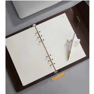 2025 2026 moderno Simple crea tu propio color naranja A5 cuaderno de cuero PU 6 agujeros carpeta de anillas cuaderno diario con bolsillos - Product Image 4