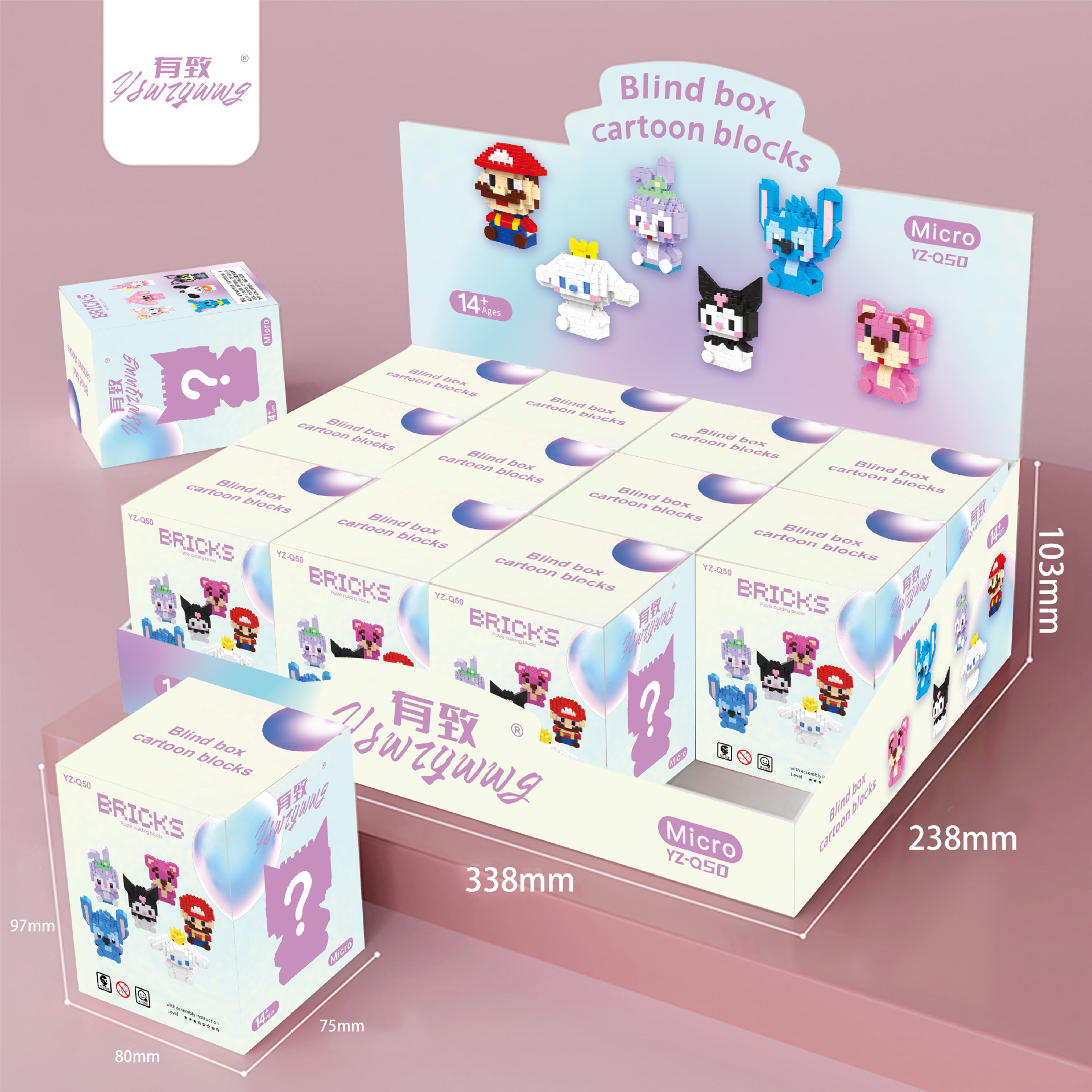 ต้นฉบับ YZ-Q50การ์ตูนตาบอดกล่อง1ชุด12 boxe