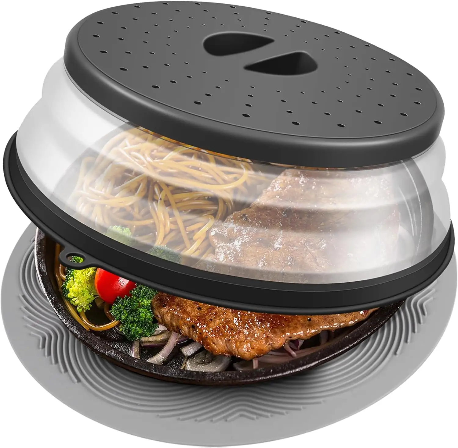 Lavapiatti BPA-Free Splatter Guard scolapasta Gadget da cucina pieghevole coperchio medio per microonde