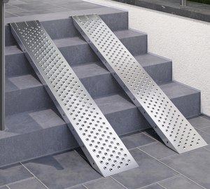2 pieces loading <strong>ramp</strong>,loading <strong>ramp</strong> made of galvanized steel,anti-slip loading <strong>ramp</strong> for motorcycle quad,120 x 22 x 4.5 cm, silver - Product Image 6