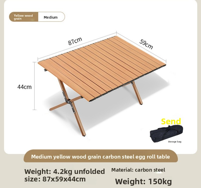 90 cm - Acier au carbone - Grain de bois jaune
