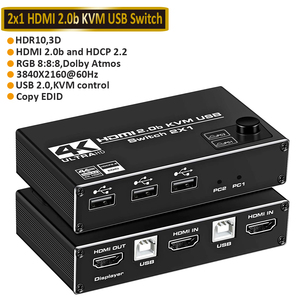 适用于HDMI 2.0 KVM开关分离器4K 60Hz USB切换器适配器2进1出，适用于笔记本电脑共享键盘鼠标监视器 - Product Image 2