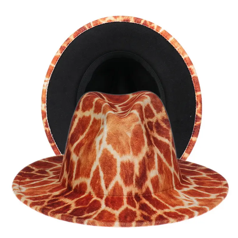 Halloween nova cor leopardo jazz chapéu outono inverno quente sentiu chapéu Europa e nos Estados Unidos moda cool street trend hat
