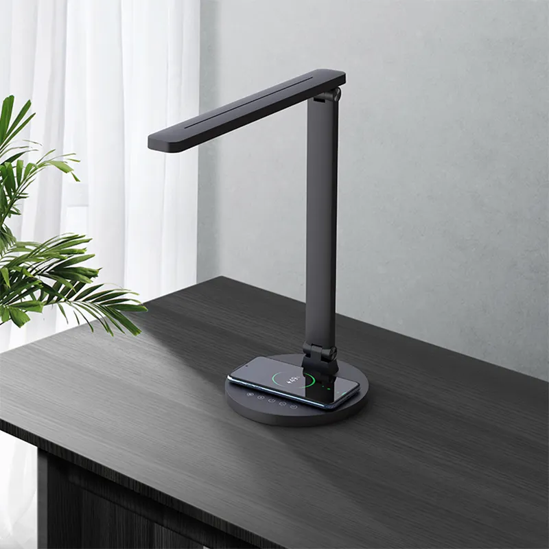 Lampe de table LED pliable la plus chaude avec chargeur sans fil et port USB, lampes de bureau à gradation tactile pour l'éclairage de bureau