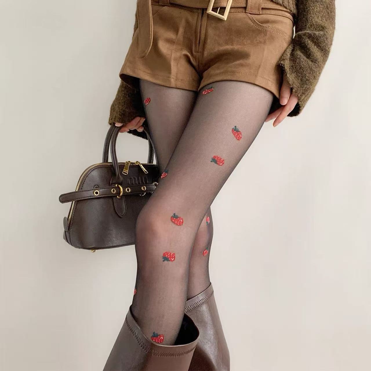 Black strawberry stockings
