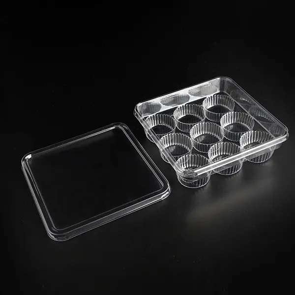 Cupcake 9 Stuk Chocolade Drager Houders Doorzichtige Plastic Blister Clamshell Containers Dessert Muffins Verpakking Dozen