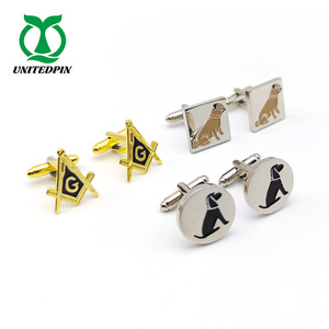 Factory Direct Sale Price Custom High Quality Silver Gold Metal Soft Hard Enamel Color <strong>Cufflinks</strong> Gift Sets With Box For Mens - Product Image 6