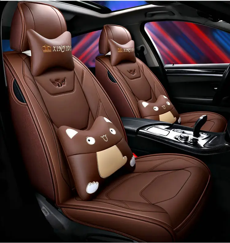 اغطية مقاعد السيارة الجديدة القابلة للتنفس مجموعة كاملة أغطية مقاعد السيارة الجلدية الفاخرة