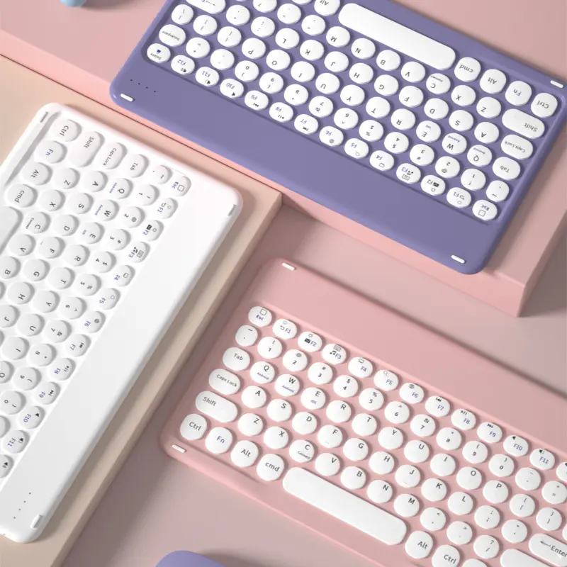 Keyboard Warna Ultra tipis, papan ketik nirkabel dapat diisi ulang untuk iPad Smartphone PC MacBook Android iOS perangkat Windows