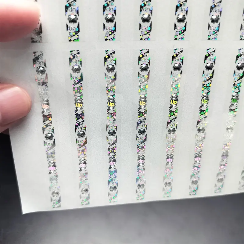 Etiqueta de holograma transparente antifalsificación láser de diseño personalizado para embalaje cosmético Hoja de Seguridad holográfica