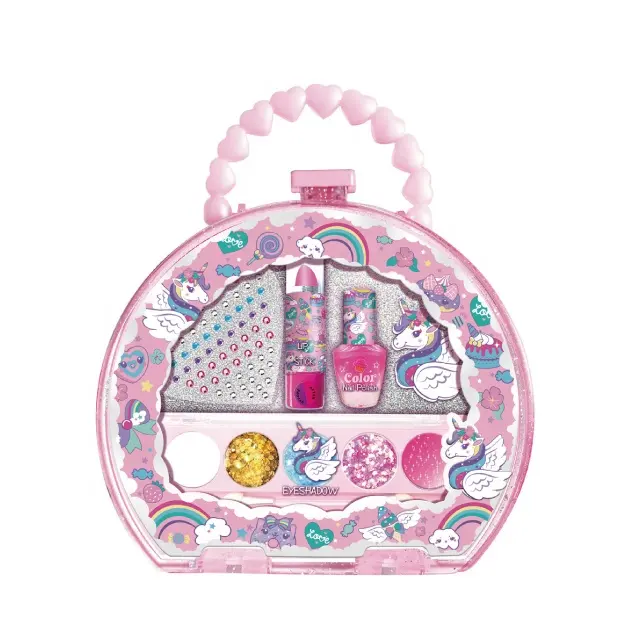 Ensemble de jouets de beauté pour filles, autocollants et vernis à ongles à la mode, cosmétiques, sacs à main, trousse de maquillage pour filles