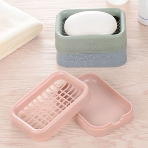 水バス & トイレ用品を集めない二重排水プラスチック石鹸箱グリッドデザイントイレ石鹸ホルダー