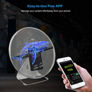 回転ダイナミック30cm 3DホログラムLEDファン用デスクトップディスプレイ用モバイルアプリコントロールと保護カバー付き - Product Image 3