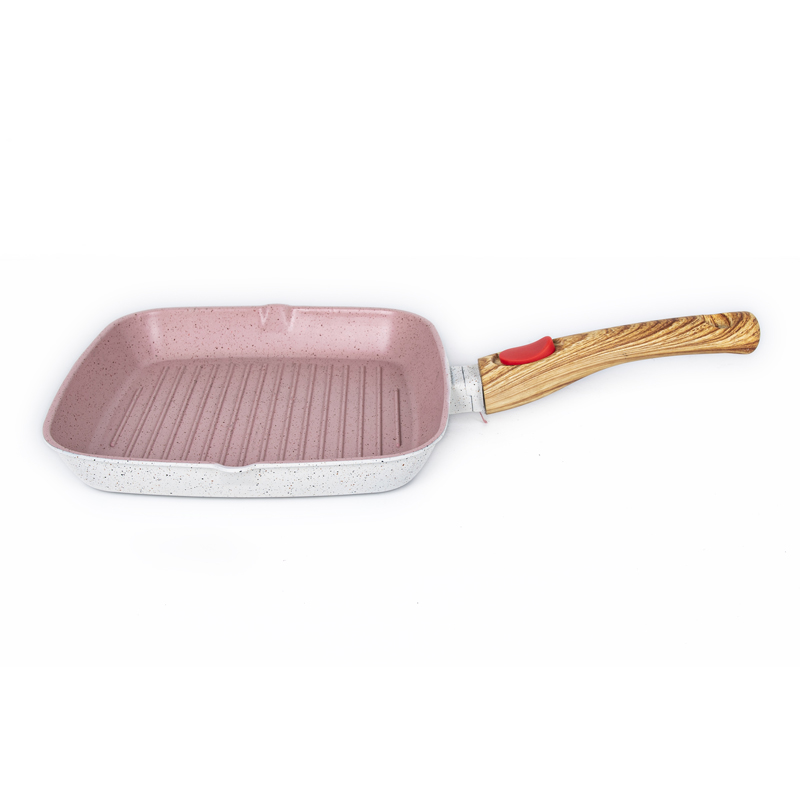 die cast aluminum 24cm induction marble removable handle non stick frying pan