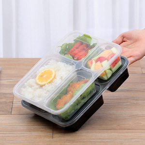 使い捨て厚いプラスチック製ランチボックス長方形5コンパートメントスナック中国製食事容器4コンパートメントパッキングボックス - Product Image 3