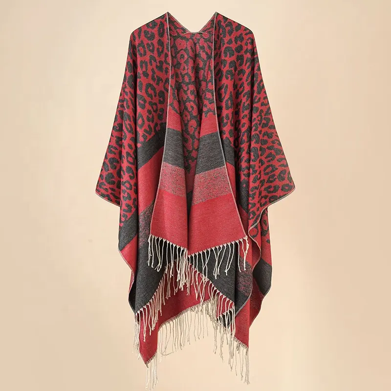 Áo Choàng Poncho Mùa Đông Cổ Điển Cho Nữ Áo Khoác Cardigan Khăn Choàng Chăn Tua Rua