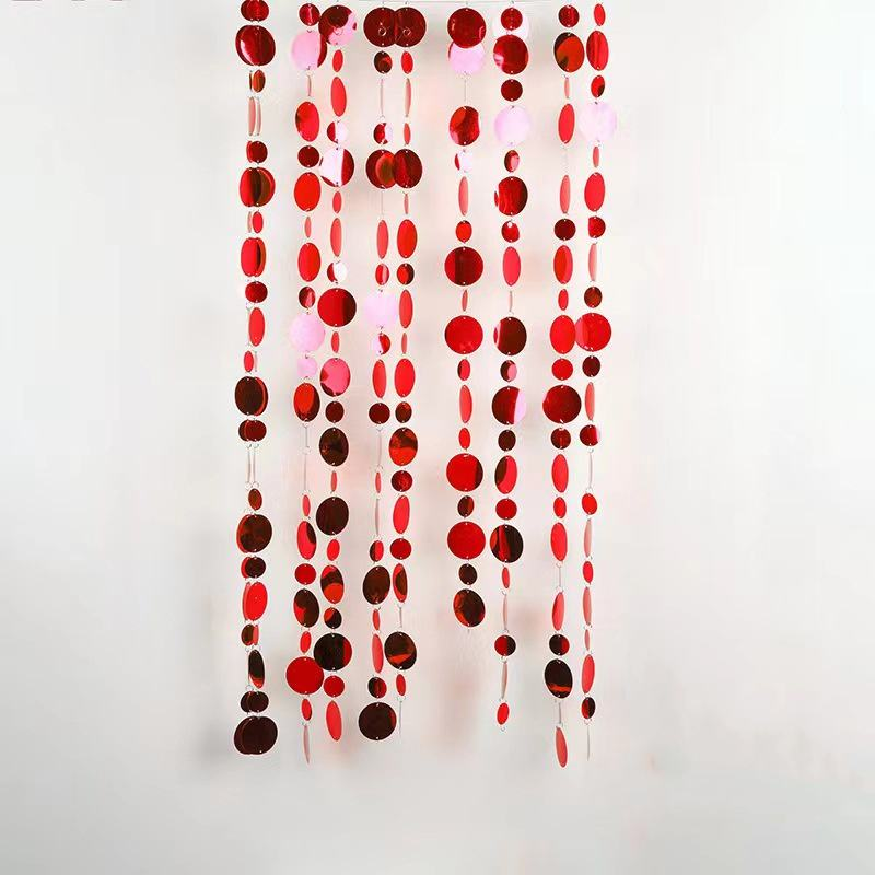 Rouge grandes et petites paillettes circulaires (1 mètre de long)