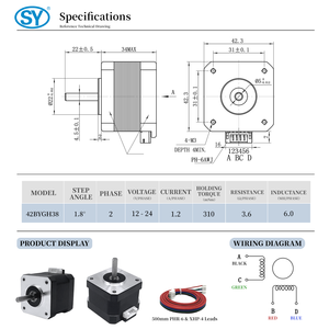 NEMA 17 42x42x34mm 1.2A 310mnm 4 chì 500mm dây 12V lưỡng cực động cơ bước cho máy in 3D - Product Image 4