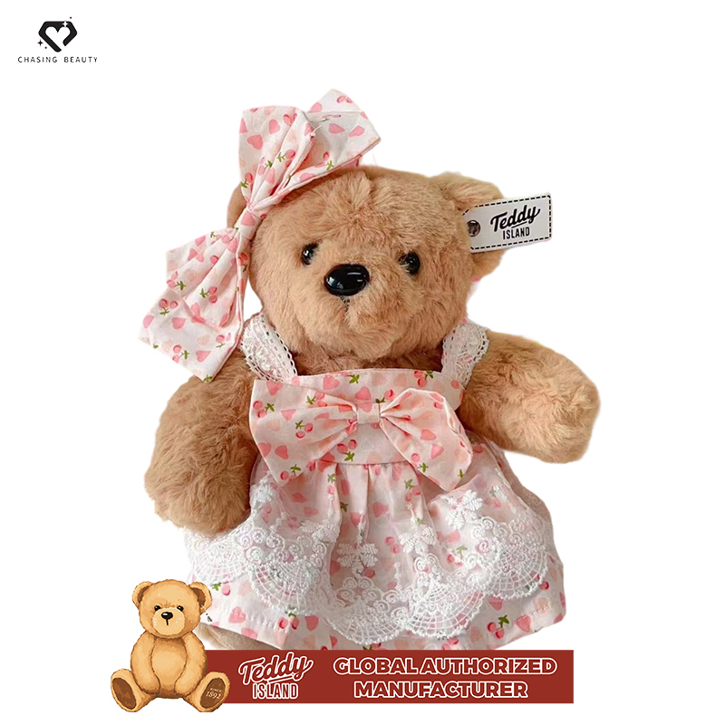 Orsetto vestito giallo crema - rosa bianco
